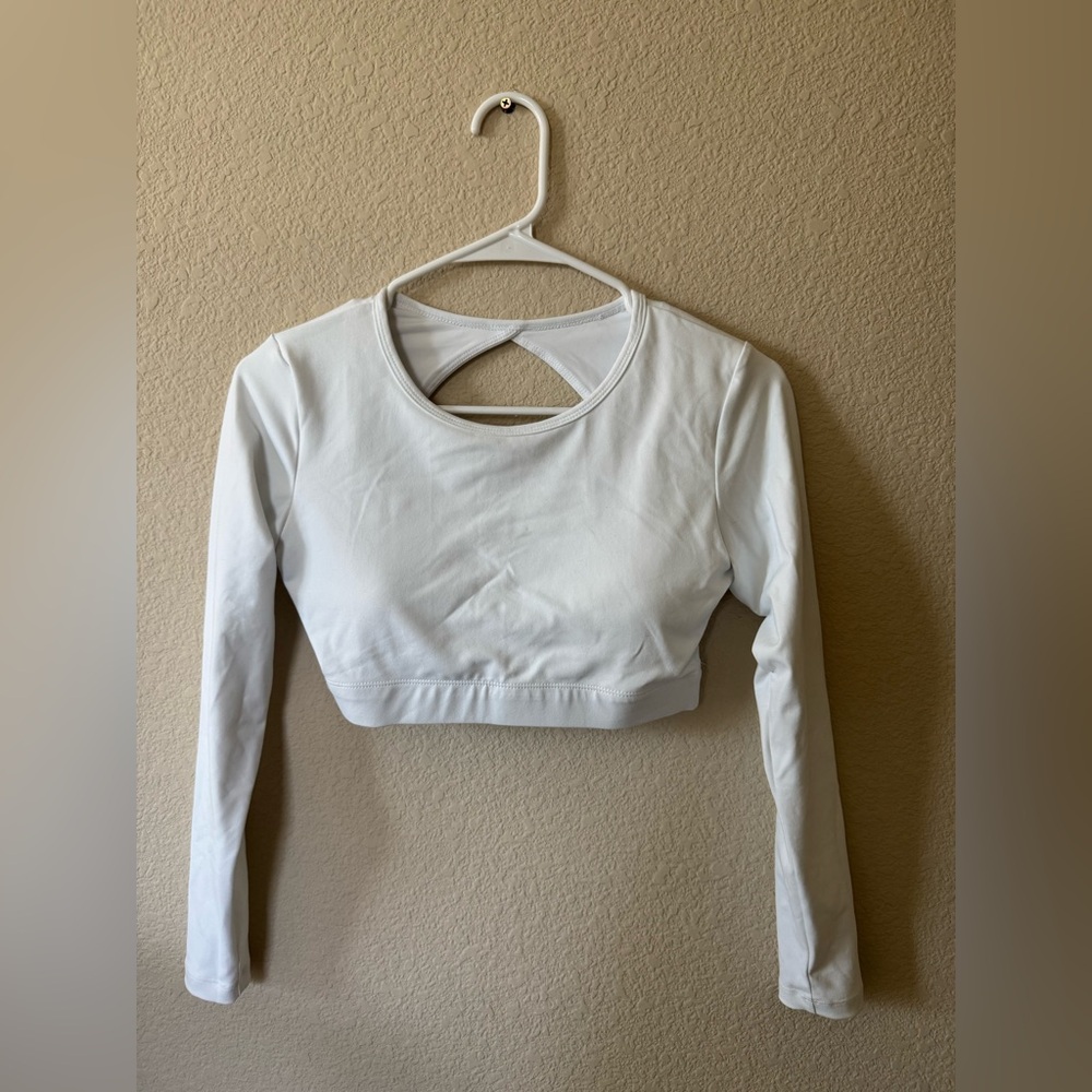 White Long Sleeve Workout Top